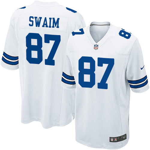 Men's Game Geoff Swaim Nike Jersey White Road - #87 NFL Dallas Cowboys